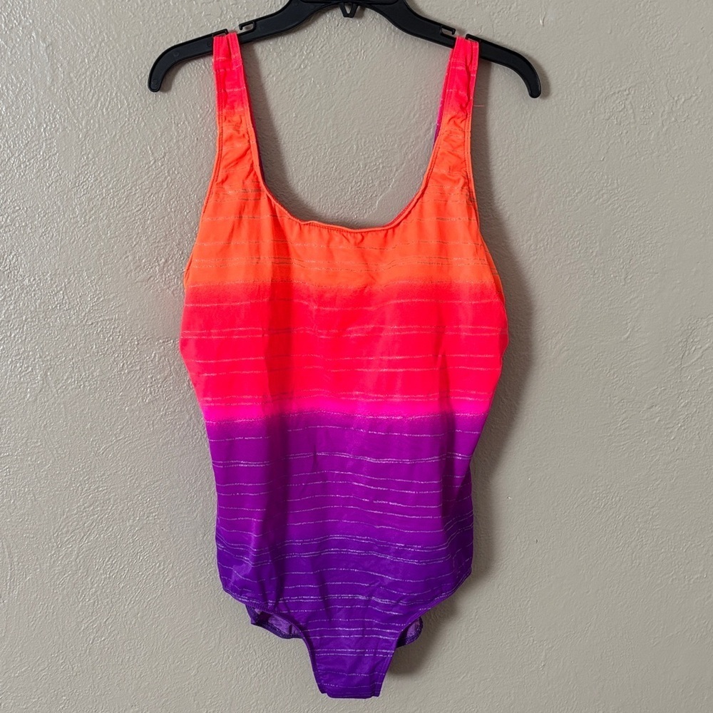 Vintage Kathy Ireland Ombré One Piece Swimsuit Womens Plus Size 20W Y2K